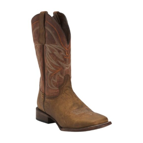 CIRCLE G Men's Made In Mexico Wide Leather Embroidered Square Toe Boots - Picture 1 of 2
